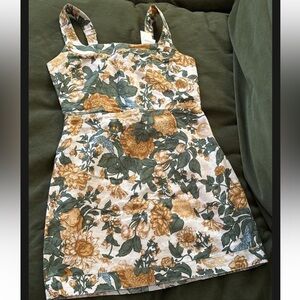 Linen Blend Wide Strap Mini Dress